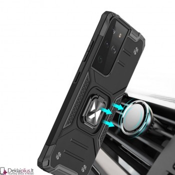 Wozinsky smūgiams atsparus dėklas su žiedu - juodas (Samsung S21 Ultra)   